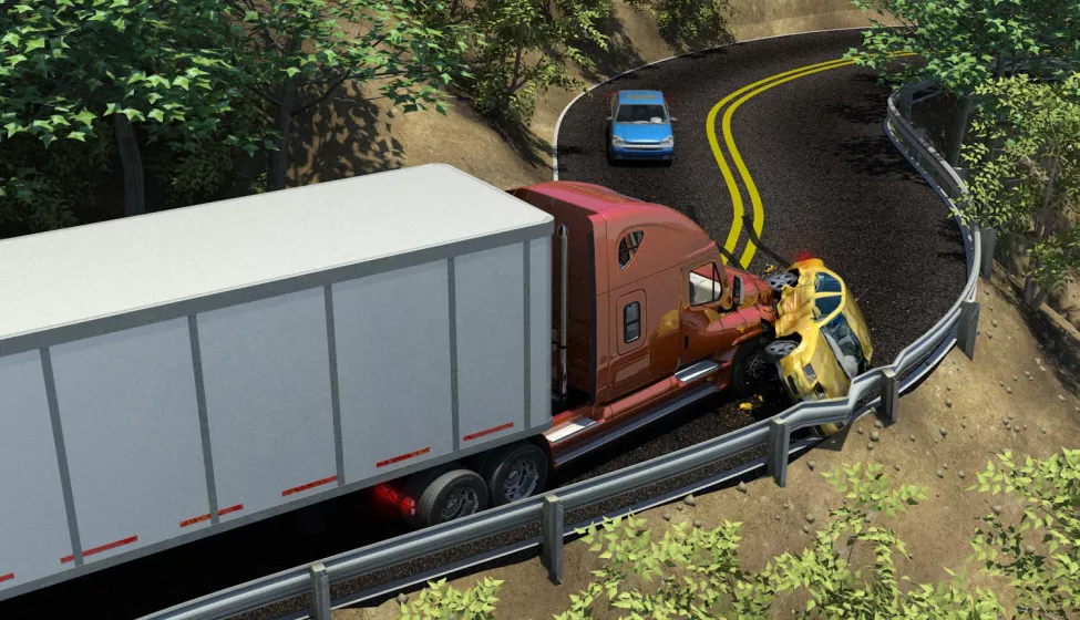Graphic depicting tractor trailer accident