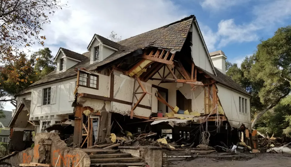 Civil Engineering Home Mudslide Destruction blue sky