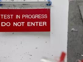 A red warning sign. Exponent helps you improve your risk communication strategy, improve safety and mitigate risks.