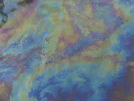 Oil spill pollution in river environment