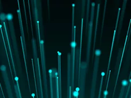 abstract with black background and teal points of light in the foreground