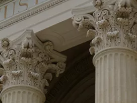 Close up of columns of government building