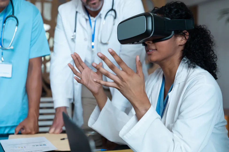 Doctor using VR headset