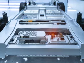 Computer rendering of an electric vehicle chassis. Exponent vehicle engineers evaluate all transport systems.