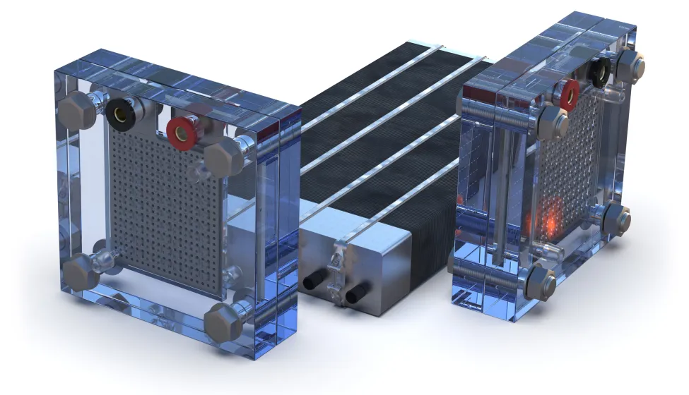 Hydrogen fuel cell isolated on white