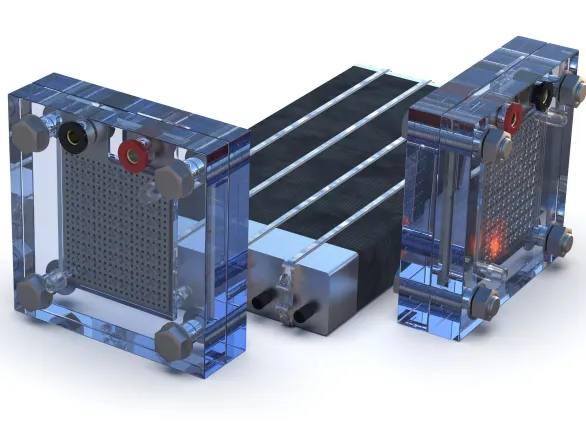 Hydrogen fuel cell isolated on white