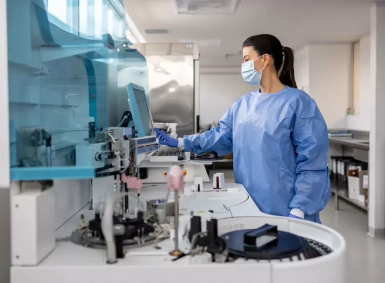 Medical Lab Technician Running Blood Tests