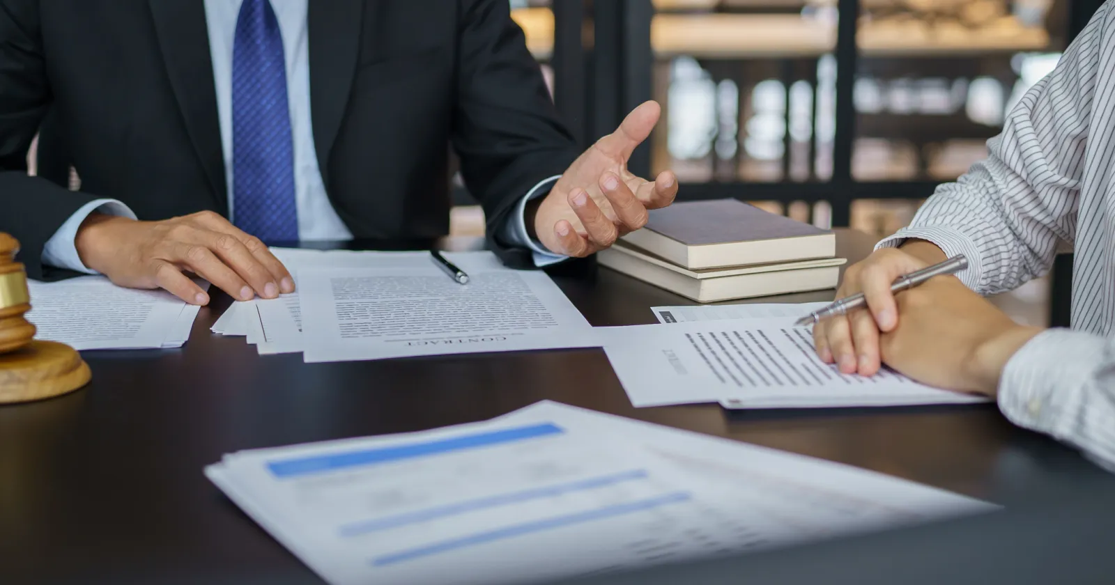 Legal counsel presents to the client a signed contract