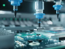 A circuit board i manufacturing.  Exponent provides electrical engineering and computer science expertise for integrated circuits.