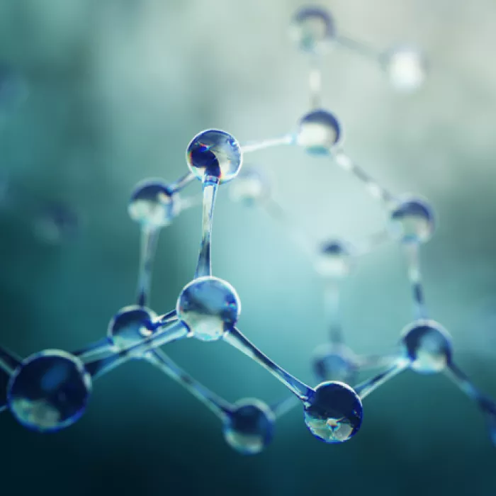 Hex-shaped molecules and atoms. Exponent Polmer Sciences & Materials Chemistry consultants provide expert support for every industry.