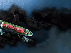 Oil spill from ship