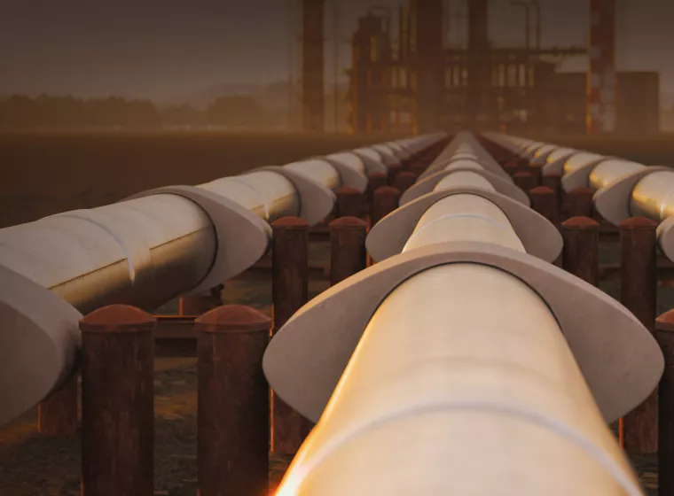 Three long oil and gas pipelines. Exponent engineers provide full spectrum energy consulting for all energy systems.