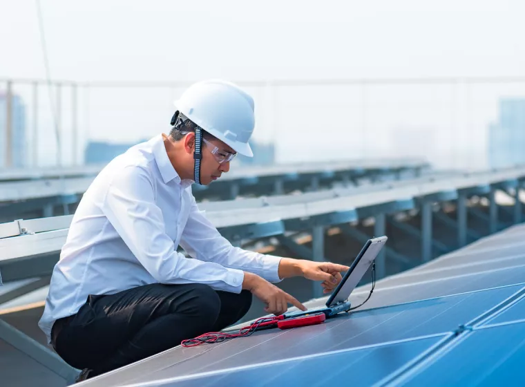 Renewable Energy Solar Panels Technician Engineer Equipment