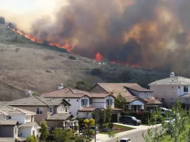Wildfire near houses